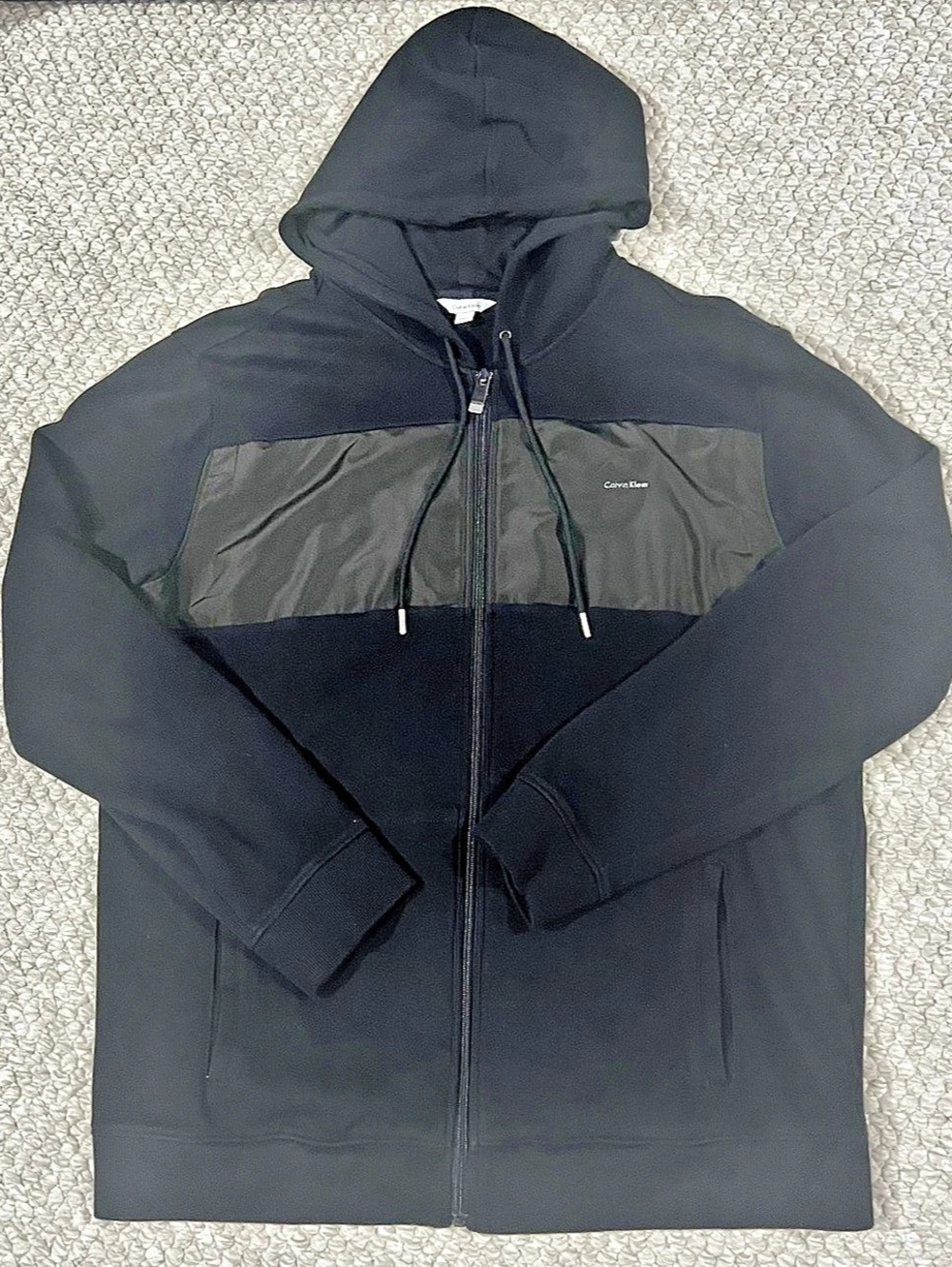 Calvin Klein Modernfull Men’s Size L Full Zip Hoodie With Nylon Chest Material